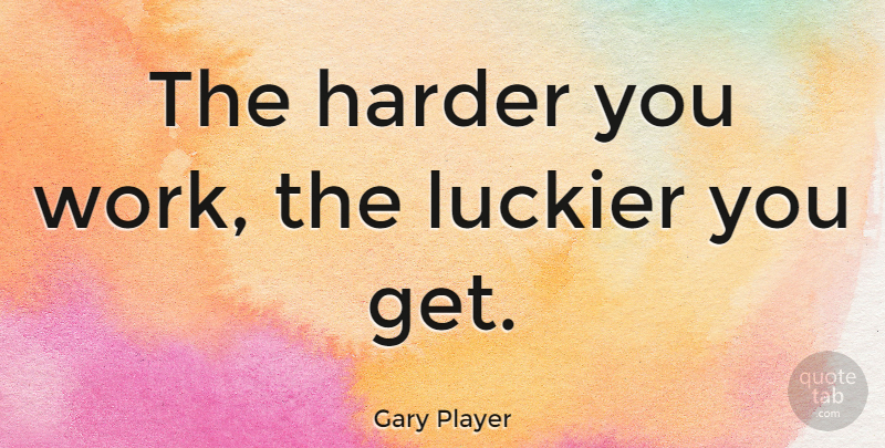 Gary Player Quote About Inspirational, Motivational, Work: The Harder You Work The...
