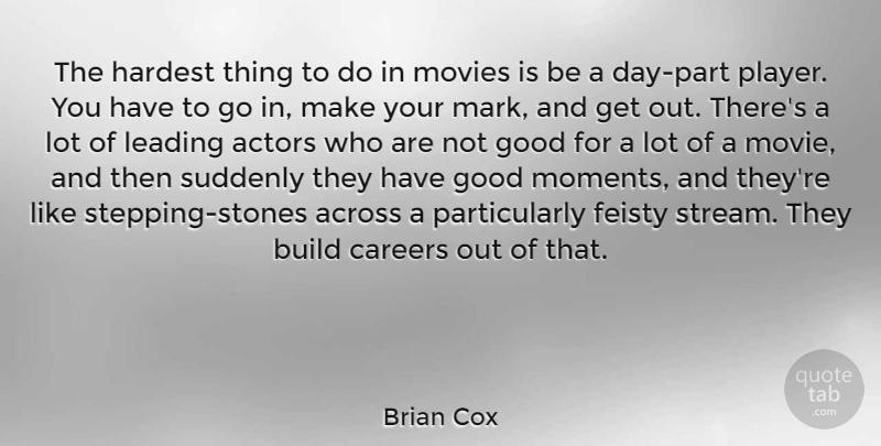 Brian Cox Quote About Across, Build, Careers, Feisty, Good: The Hardest Thing To Do...