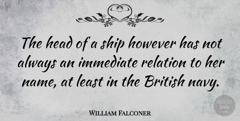 William Falconer Quote About Names, British Navy, Ships: The Head Of A Ship...
