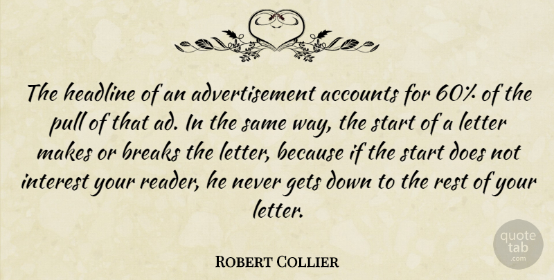 Robert Collier Quote About Doe, Make Or Break, Letters: The Headline Of An Advertisement...