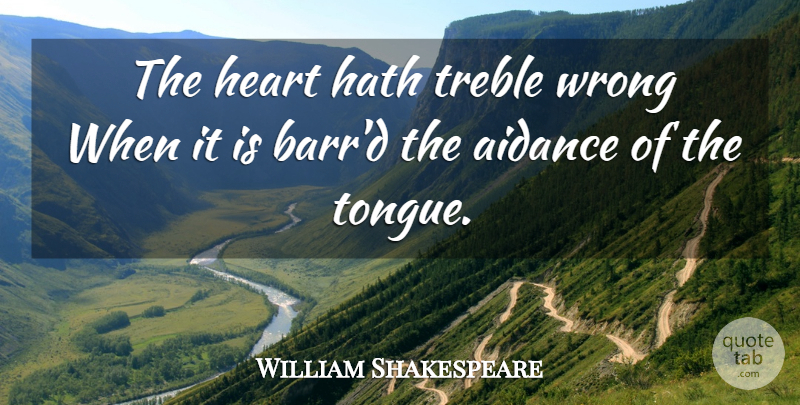 William Shakespeare Quote About Heart, Tongue, Chafing: The Heart Hath Treble Wrong...