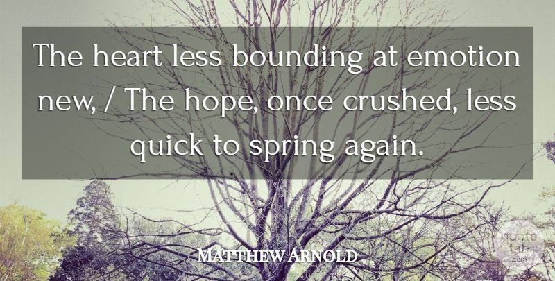 Matthew Arnold Quote About Emotion, Heart, Less, Quick, Spring: The Heart Less Bounding At...