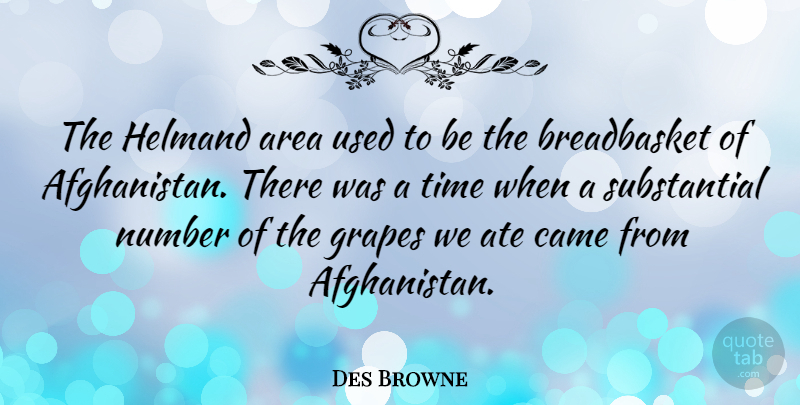 Des Browne Quote About Area, Ate, Came, Time: The Helmand Area Used To...