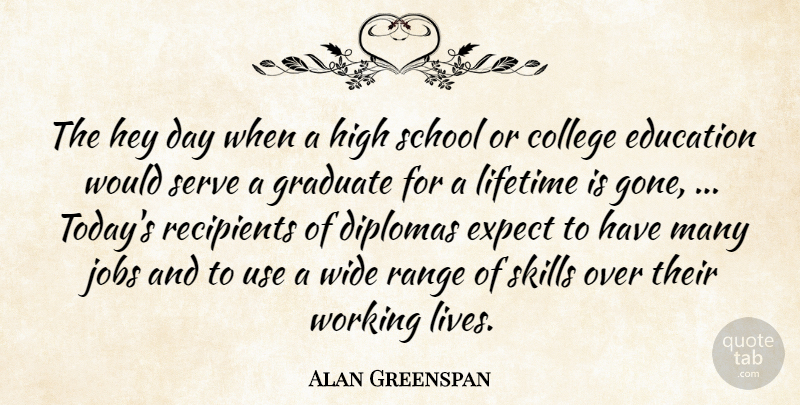 Alan Greenspan Quote About College, Education, Expect, Graduate, Hey: The Hey Day When A...