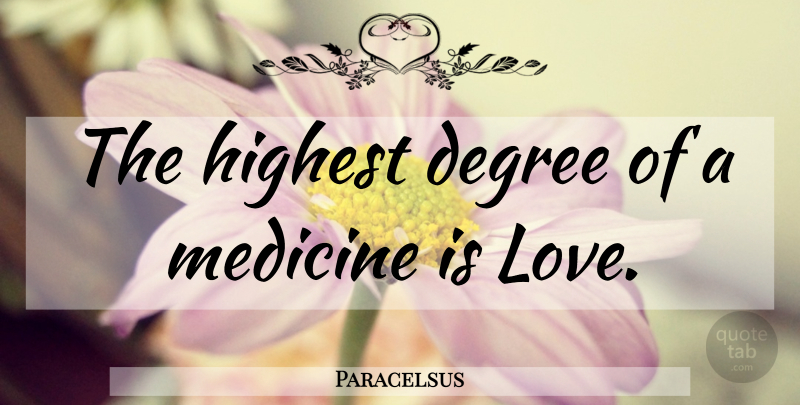Paracelsus Quote About Medicine, Degrees, Highest: The Highest Degree Of A...