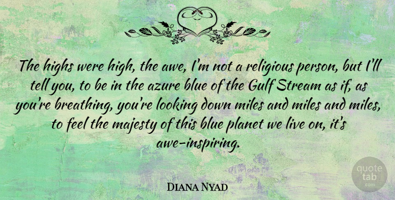 Diana Nyad Quote About Gulf, Highs, Majesty, Miles, Planet: The Highs Were High The...