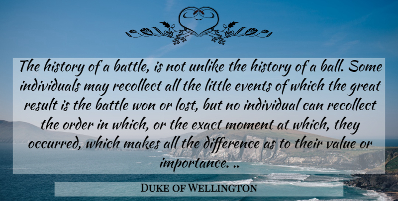 Duke of Wellington Quote About Order, Differences, Battle: The History Of A Battle...