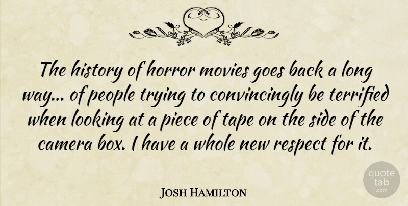 Josh Hamilton Quote About Camera, Goes, History, Horror, Looking: The History Of Horror Movies...