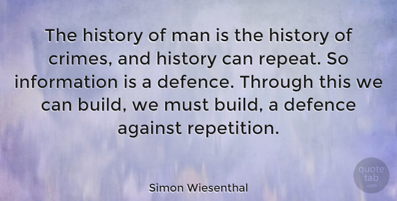 Simon Wiesenthal Quote About Men, Information, Crime: The History Of Man Is...