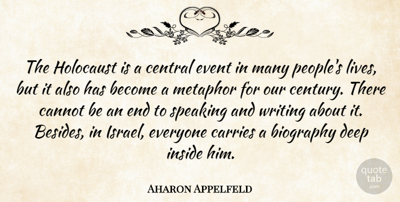 Aharon Appelfeld Quote About Writing, Israel, People: The Holocaust Is A Central...