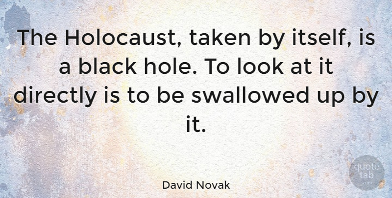David Novak Quote About Directly, Swallowed, Taken: The Holocaust Taken By Itself...