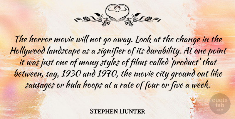 Stephen Hunter Quote About Change, Films, Five, Four, Ground: The Horror Movie Will Not...