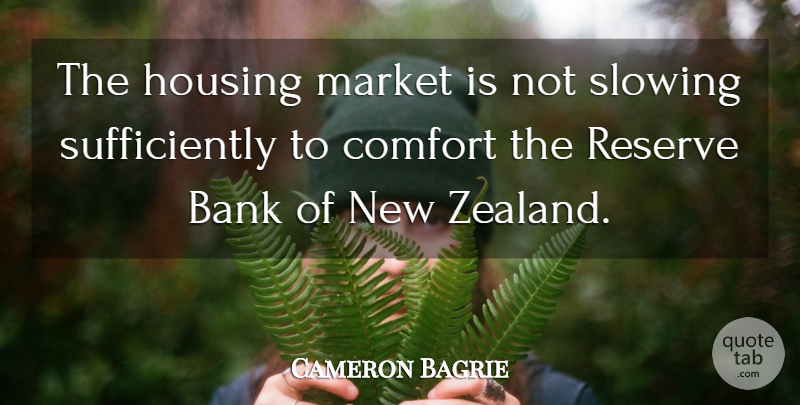 Cameron Bagrie Quote About Bank, Comfort, Housing, Market, Reserve: The Housing Market Is Not...