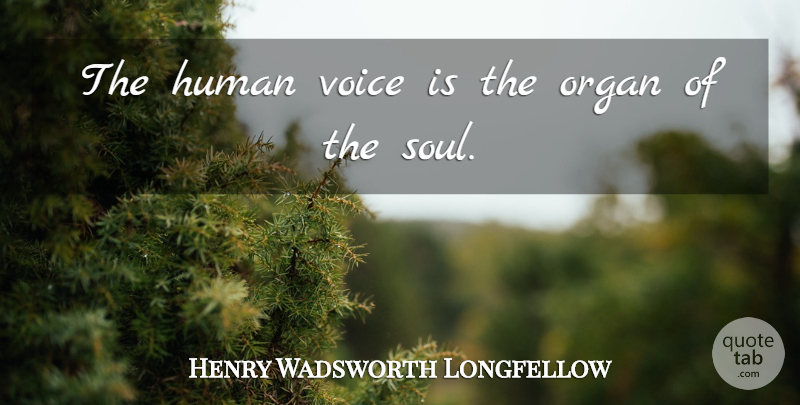 Henry Wadsworth Longfellow Quote About Voice, Soul, Organs: The Human Voice Is The...