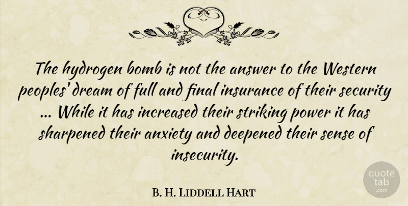 B. H. Liddell Hart Quote About Dream, Military, Hydrogen Bomb: The Hydrogen Bomb Is Not...
