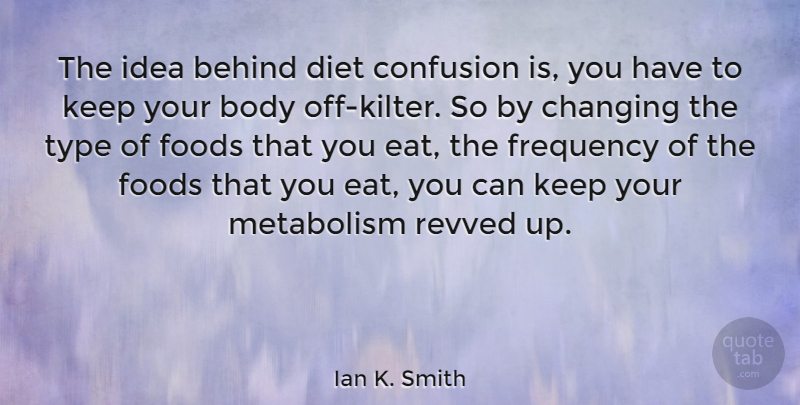 Ian K. Smith Quote About Behind, Changing, Confusion, Diet, Foods: The Idea Behind Diet Confusion...
