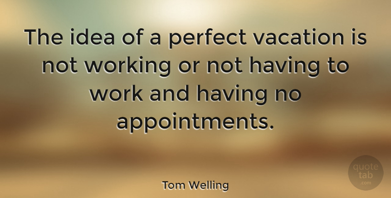 Tom Welling Quote About Vacation, Ideas, Perfect: The Idea Of A Perfect...