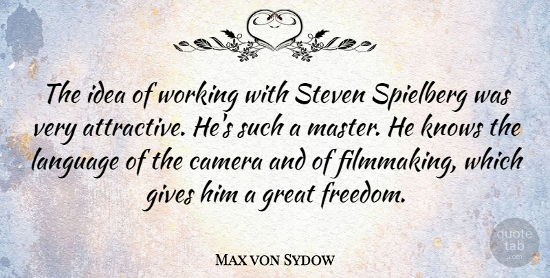 Max von Sydow Quote About Movie, Ideas, Giving: The Idea Of Working With...