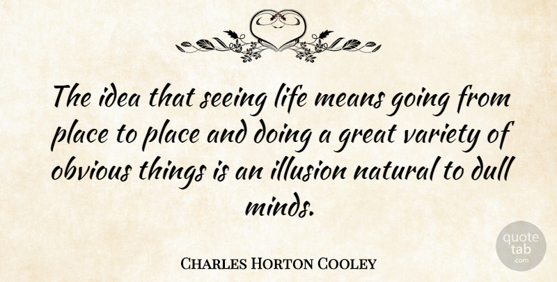 Charles Horton Cooley Quote About Life, Travel, Mean: The Idea That Seeing Life...