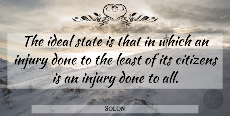 Solon Quote About Citizens, Done, Injury: The Ideal State Is That...