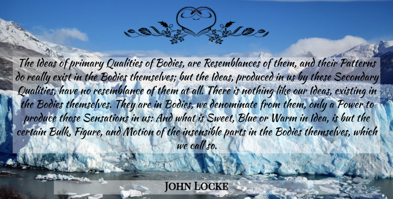 John Locke Quote About Sweet, Blue, Ideas: The Ideas Of Primary Qualities...