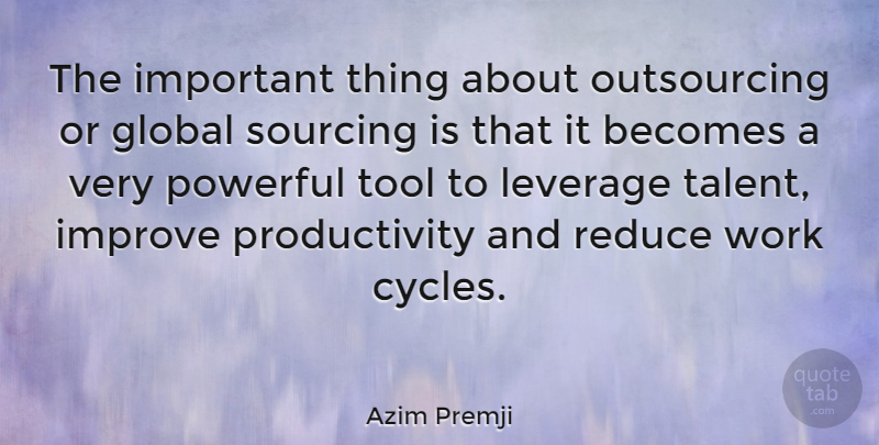 Azim Premji Quote About Powerful, Important, Tools: The Important Thing About Outsourcing...