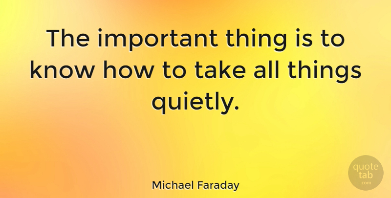 Michael Faraday Quote About Important, Quiet, Knows: The Important Thing Is To...