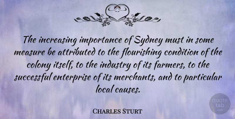 Charles Sturt Quote About Successful, Causes, Flourishing: The Increasing Importance Of Sydney...