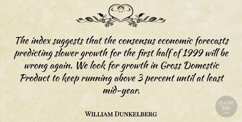William Dunkelberg Quote About Above, Consensus, Domestic, Economic, Forecasts: The Index Suggests That The...
