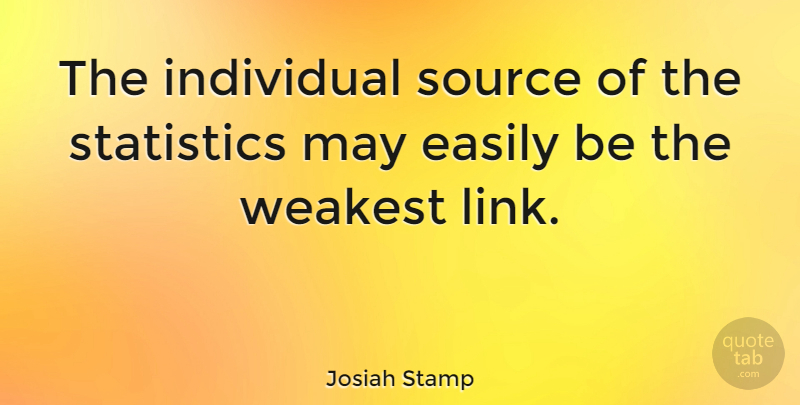 Josiah Stamp Quote About Links, May, Statistics: The Individual Source Of The...