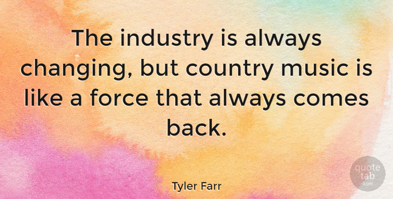 Tyler Farr Quote About Country, Force, Music Is: The Industry Is Always Changing...