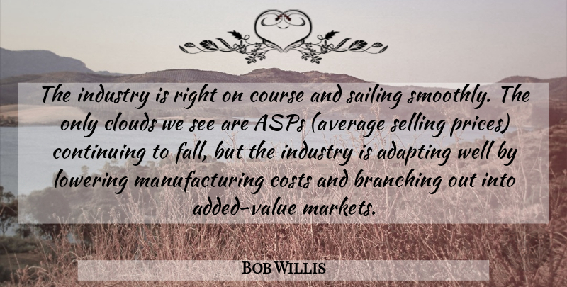 Bob Willis Quote About Adapting, Clouds, Continuing, Costs, Course: The Industry Is Right On...