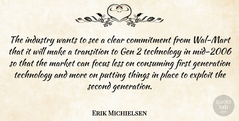 Erik Michielsen Quote About Clear, Commitment, Consuming, Exploit, Focus: The Industry Wants To See...