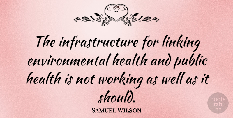 Samuel Wilson Quote About Environmental Health, Should, Infrastructure: The Infrastructure For Linking Environmental...