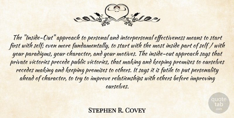 Stephen R. Covey Quote About Ahead, Approach, Futile, Improve, Improving: The Inside Out Approach To...