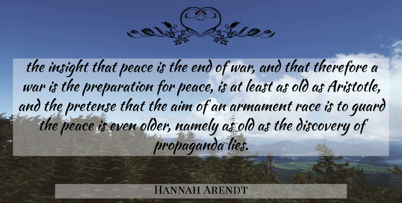 Hannah Arendt Quote About Peace, War, Lying: The Insight That Peace Is...