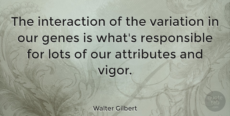 Walter Gilbert Quote About Variation, Vigor, Responsible: The Interaction Of The Variation...