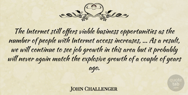 John Challenger Quote About Access, Again, Area, Business, Continue: The Internet Still Offers Viable...