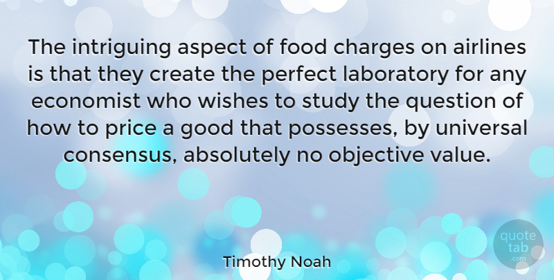 Timothy Noah Quote About Absolutely, Airlines, Aspect, Charges, Create: The Intriguing Aspect Of Food...