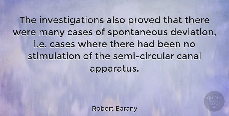 Robert Barany Quote About Spontaneity, Spontaneous, Deviation: The Investigations Also Proved That...