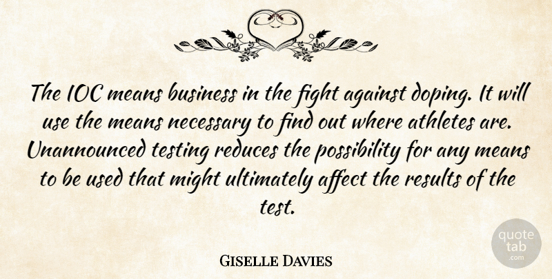 Giselle Davies Quote About Affect, Against, Athletes, Business, Fight: The Ioc Means Business In...