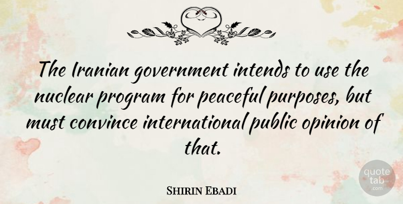Shirin Ebadi Quote About Love, Peace, Government: The Iranian Government Intends To...