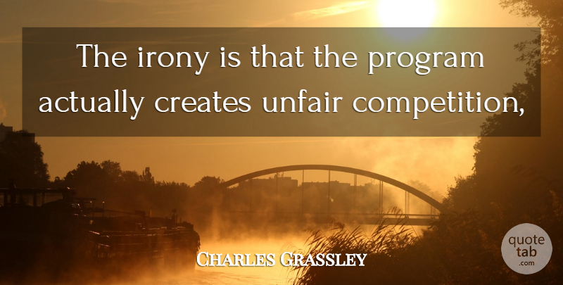 Charles Grassley Quote About Creates, Irony, Program, Unfair: The Irony Is That The...