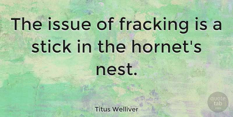 Titus Welliver Quote About Issues, Nests, Sticks: The Issue Of Fracking Is...