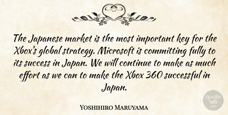 Yoshihiro Maruyama Quote About Committing, Continue, Effort, Fully, Global: The Japanese Market Is The...