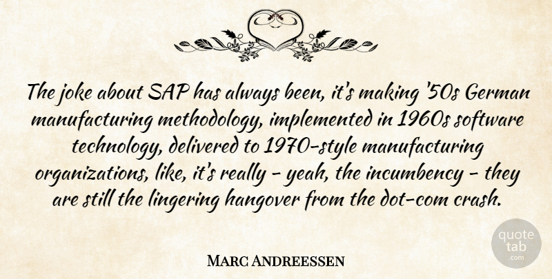 Marc Andreessen Quote About Delivered, German, Hangover, Joke, Lingering: The Joke About Sap Has...