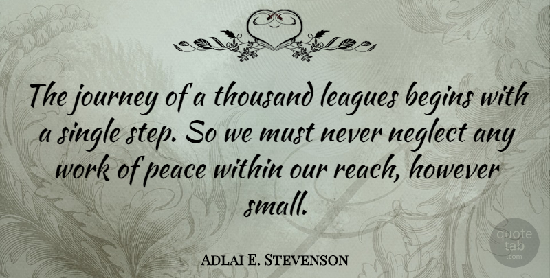 Adlai E. Stevenson Quote About Peace, Journey, League: The Journey Of A Thousand...