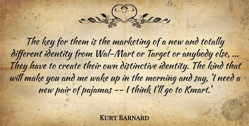 Kurt Barnard Quote About Anybody, Create, Identity, Key, Marketing: The Key For Them Is...