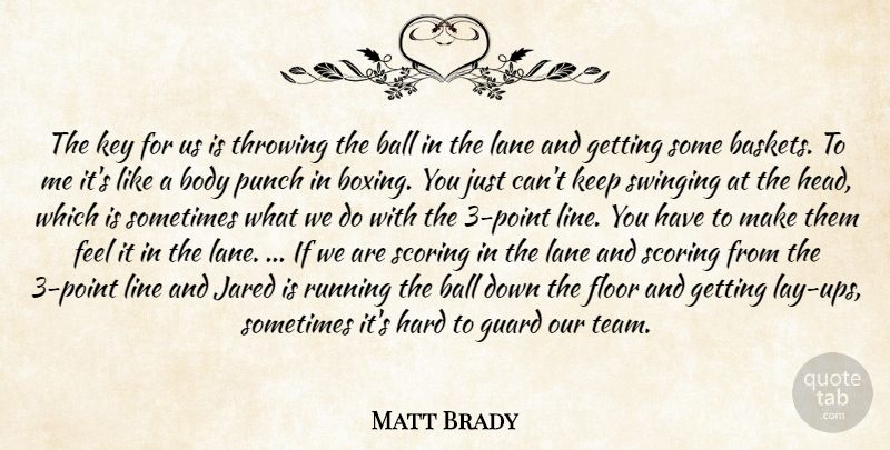 Matt Brady Quote About Ball, Body, Floor, Guard, Hard: The Key For Us Is...