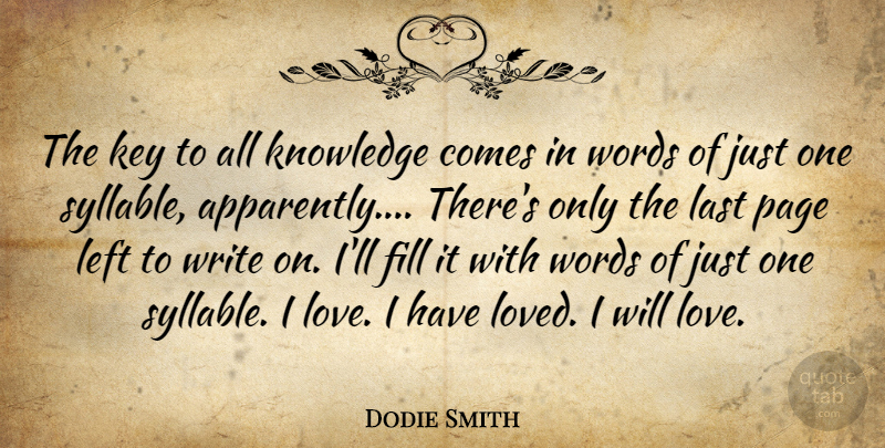 Dodie Smith Quote About Writing, Keys, Pages: The Key To All Knowledge...